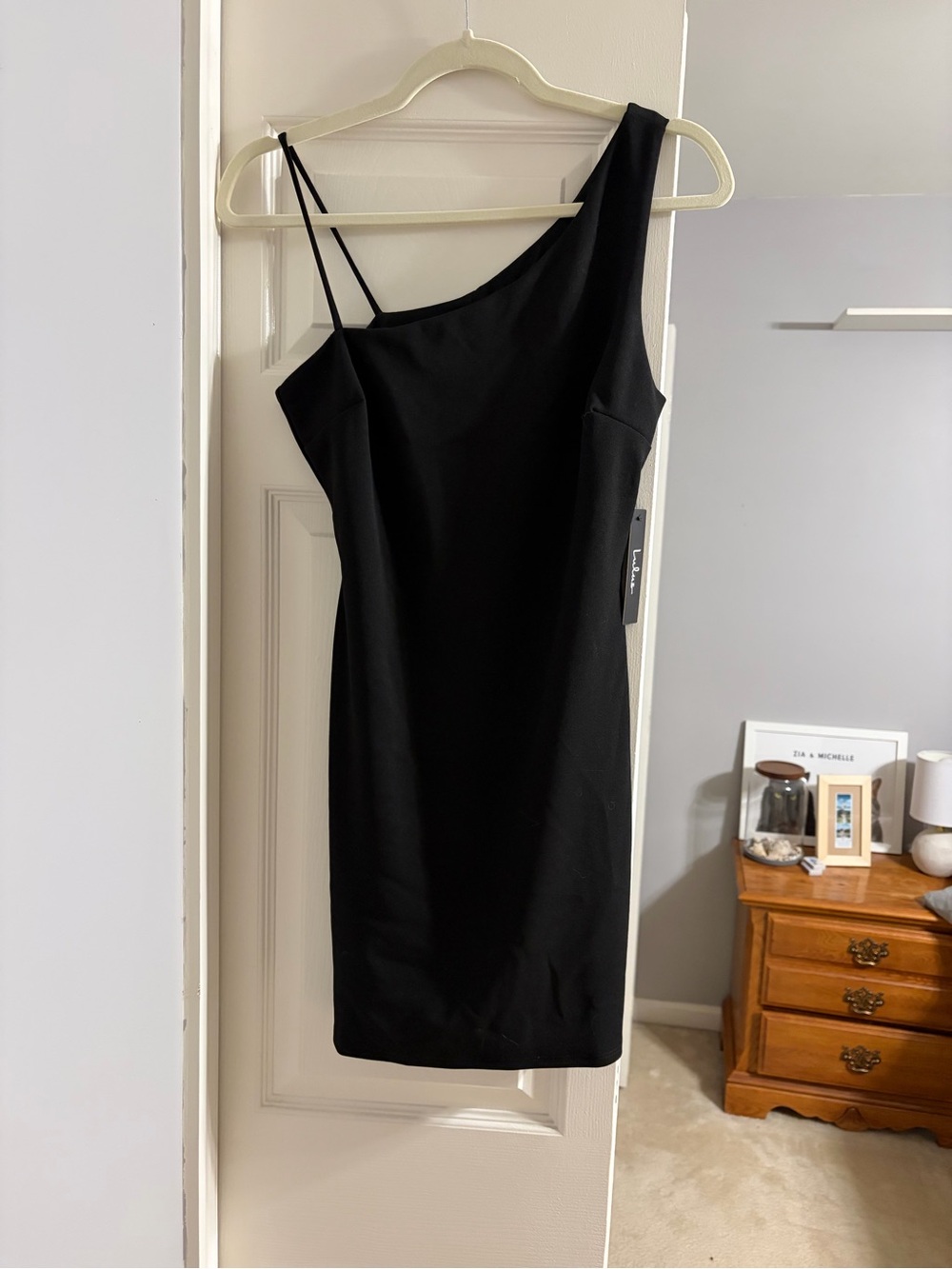 Lulu's Asymmetric One-Shoulder Black Mini Dress
